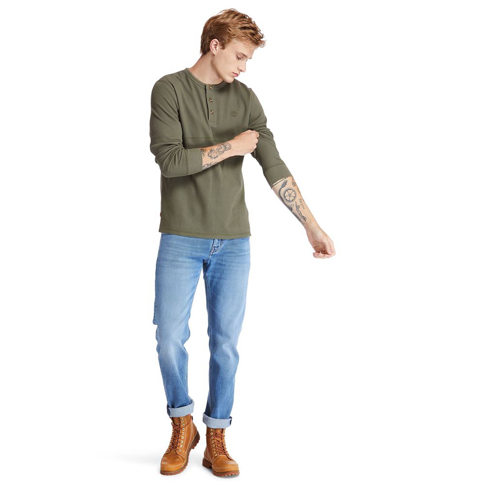 Camasi Timberland Barbati Masline Verzi - Wharf River Waffle-Knit Henley - Romania - BWIZYD721